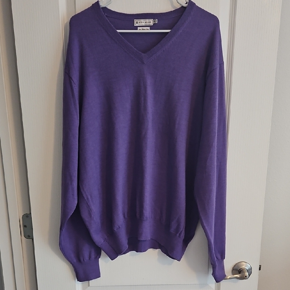 Peter Millar Men's Purple V-Neck Sweater